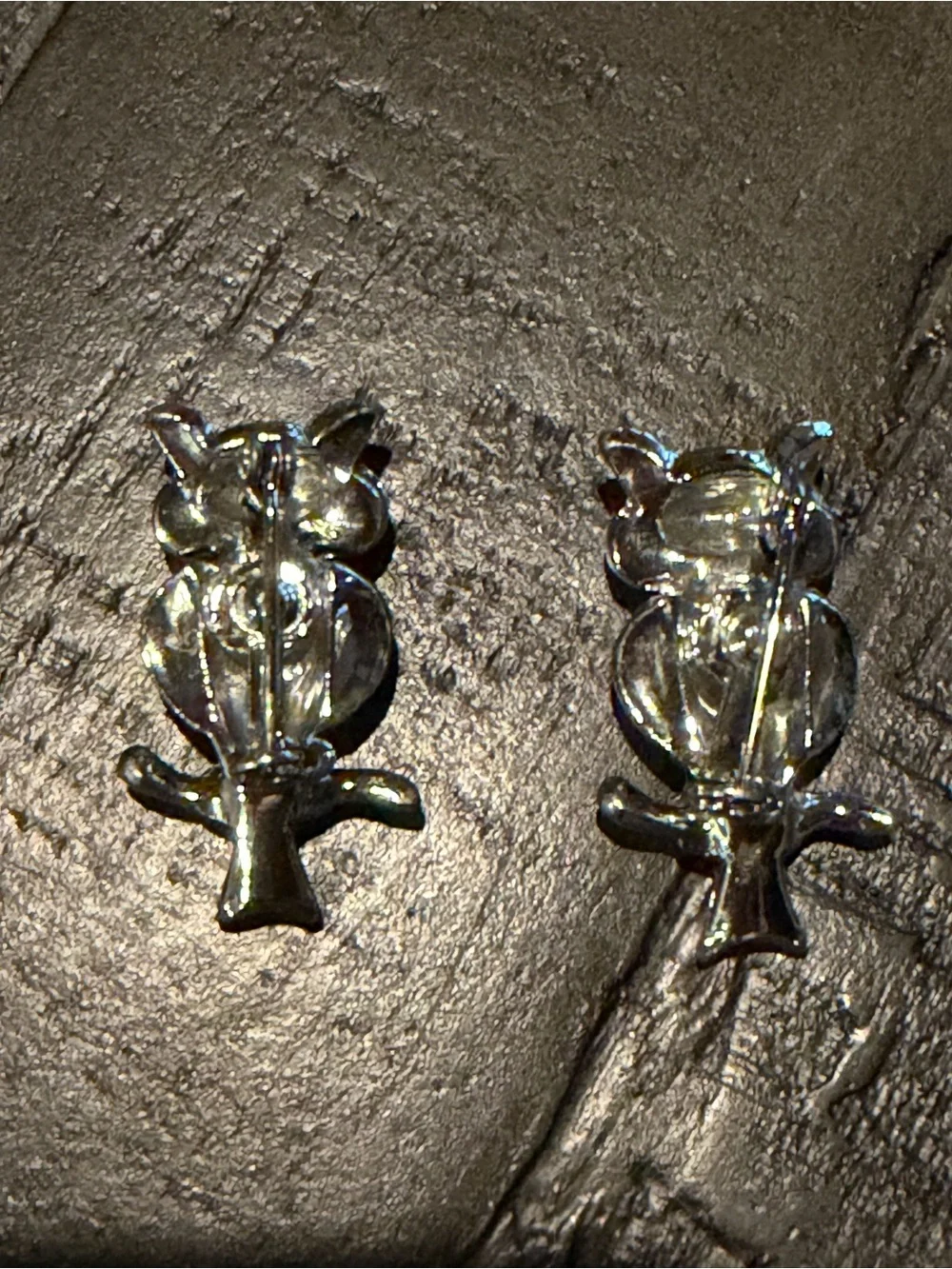 Set of 2 Vintage Silver Owl Brooches with Turquoise Beads